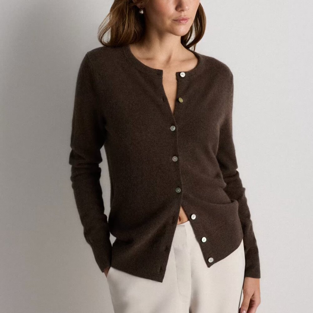 NWT Quince Mongolian Cashmere Cardigan Sweater Size Small in Brown